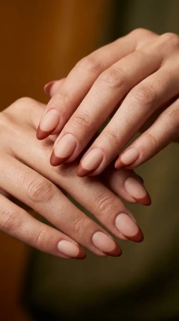 Cinnamon French Tips with Matte Top Coat