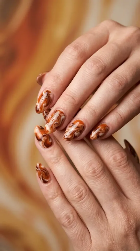 Cinnamon Marble Nails