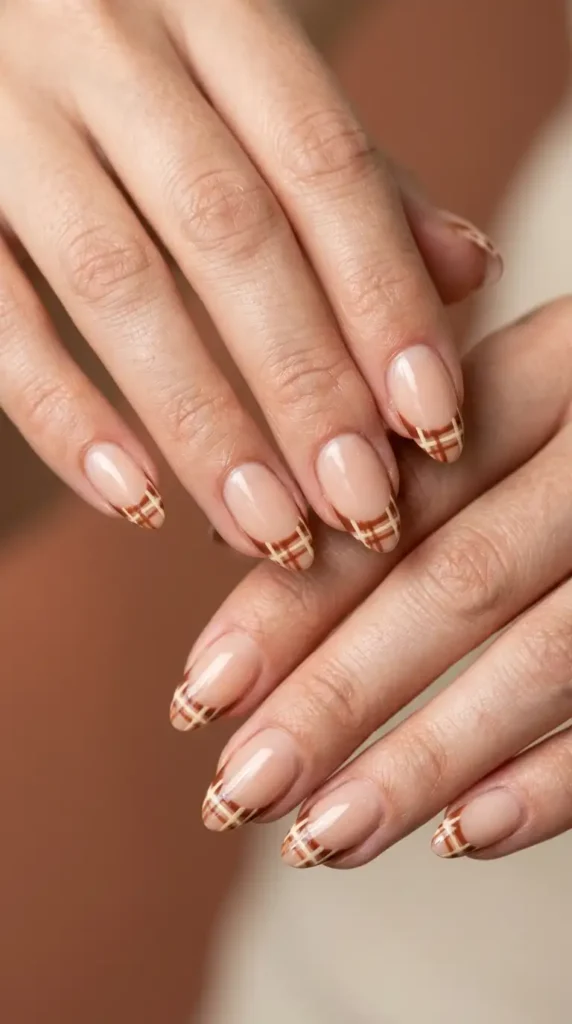 Cinnamon Plaid French Tips