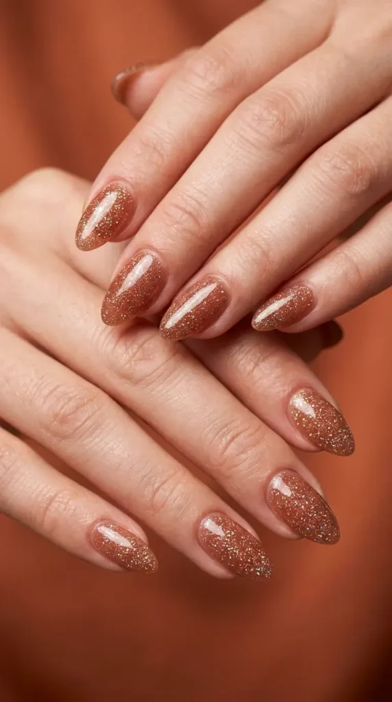 Cinnamon Sugar Glitter Nails