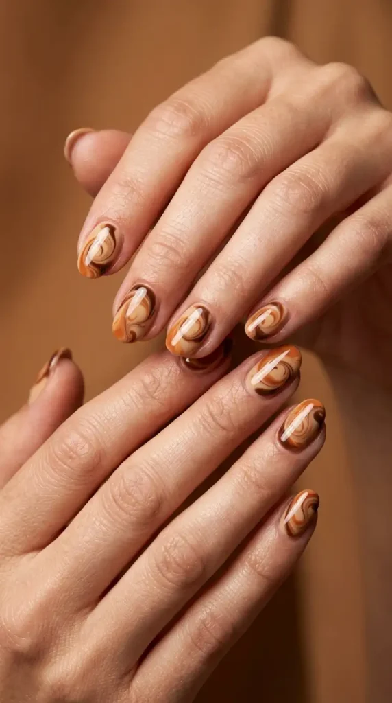Cinnamon Swirl Nails
