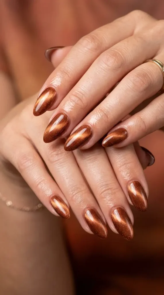 Cinnamon Velvet Cat Eye Nails