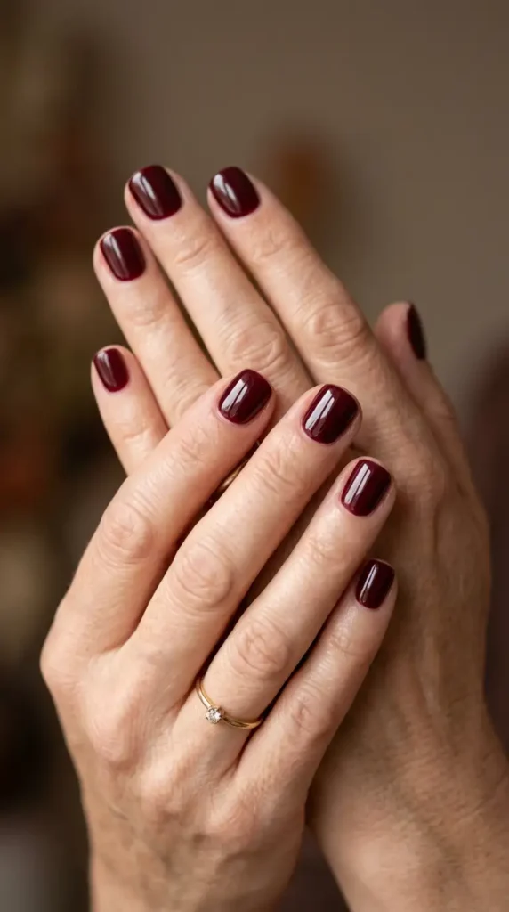 Classic Glossy Burgundy Gel Nails