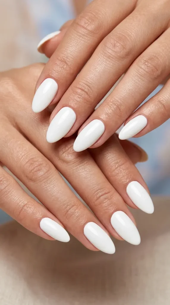 Classic Glossy Pure White Nails