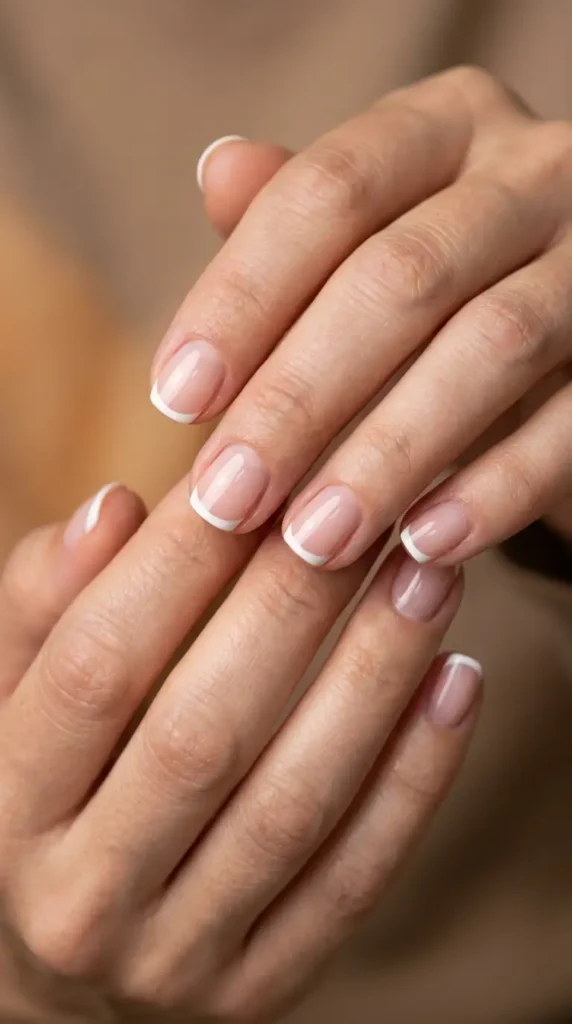 Classic Micro White French Tips with Glossy Finish