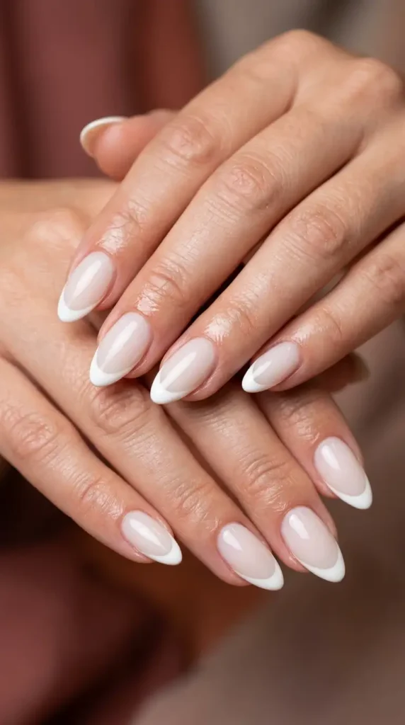 Classic Milky White French Tips with Glossy Finish