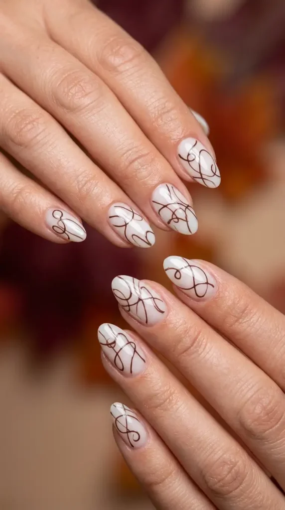 Cocoa Abstract Line Nails