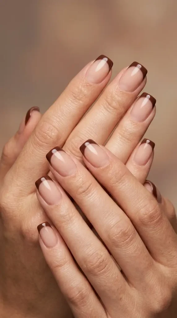 Cocoa Brown French Manicure