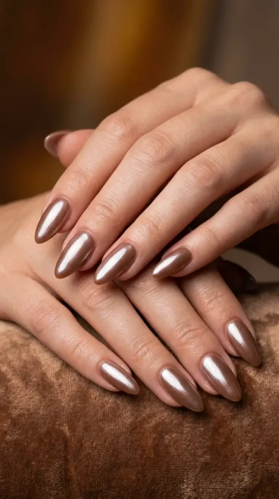 Cocoa Brown Glazed Donut Nails