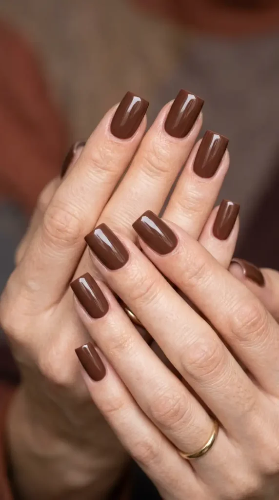 Cocoa Brown Square Nails