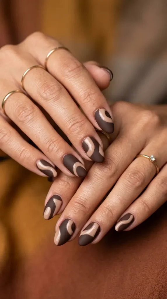 Cocoa Brown with Nude Abstract Shapes