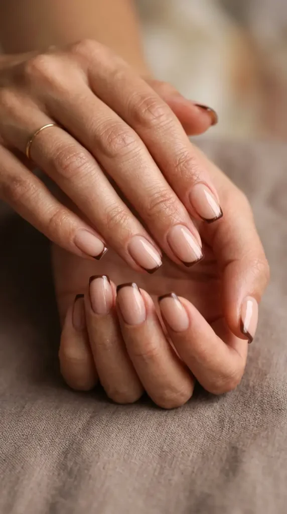 Cocoa French Outline Nails