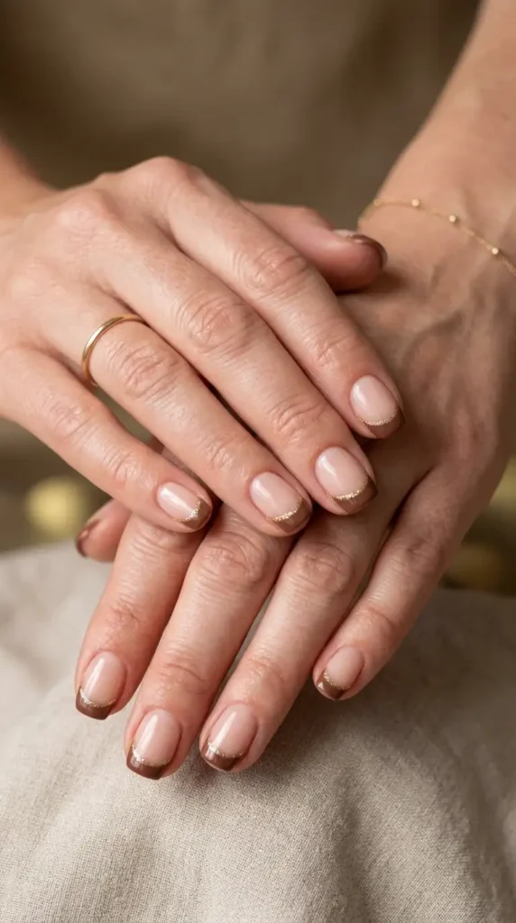 Cocoa & Gold French Tips