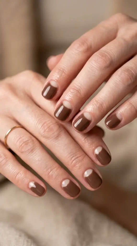 Cocoa Half Moon Nails