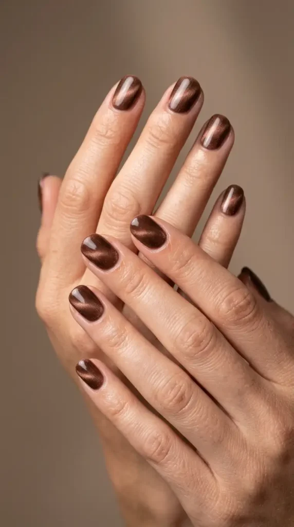 Cocoa Velvet Cat Eye Nails