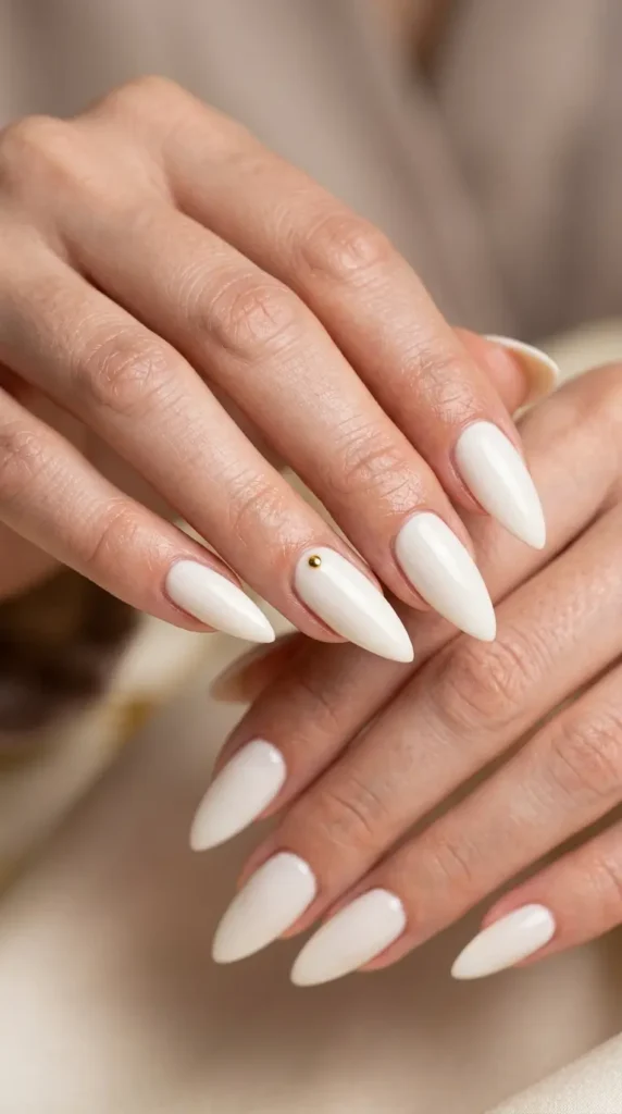 Coconut Milk Minimal Stiletto Nails