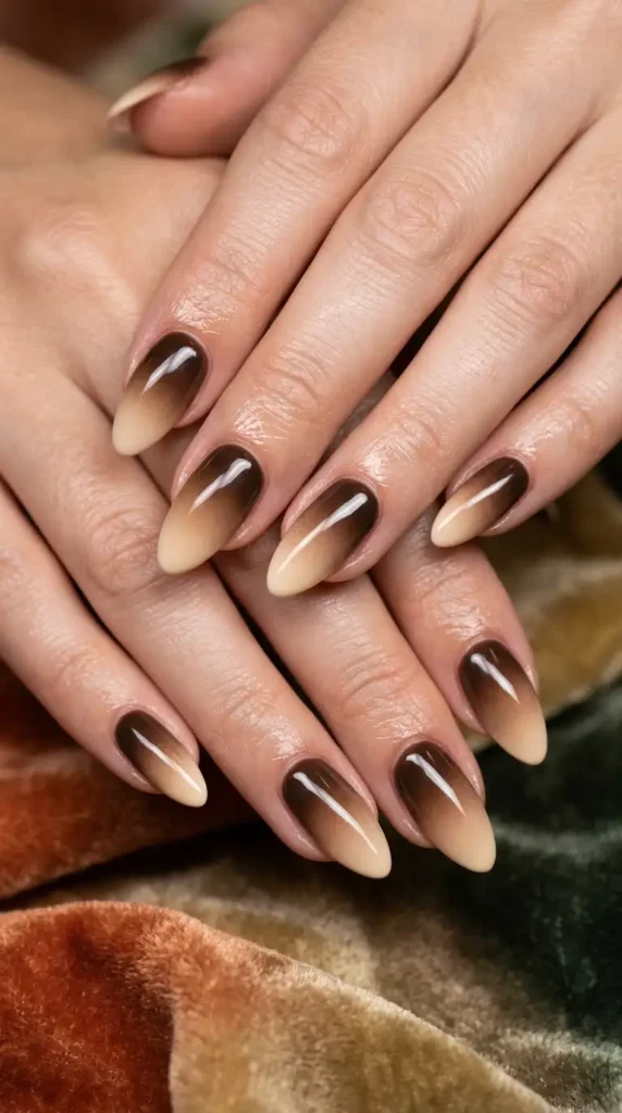 Coffee & Cream Ombre Nails