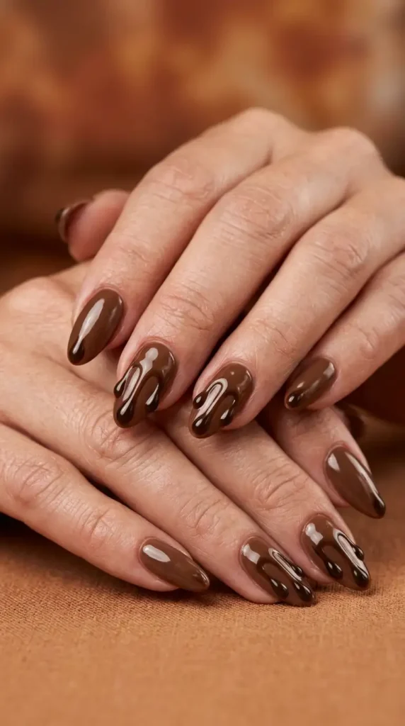 Coffee Drip Nail Design