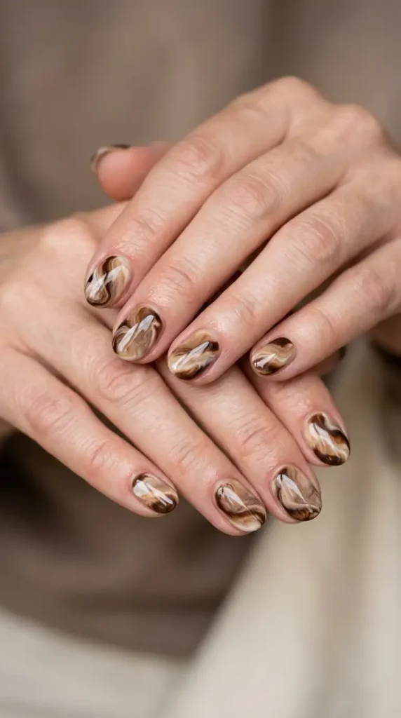 Coffee Marble Nails