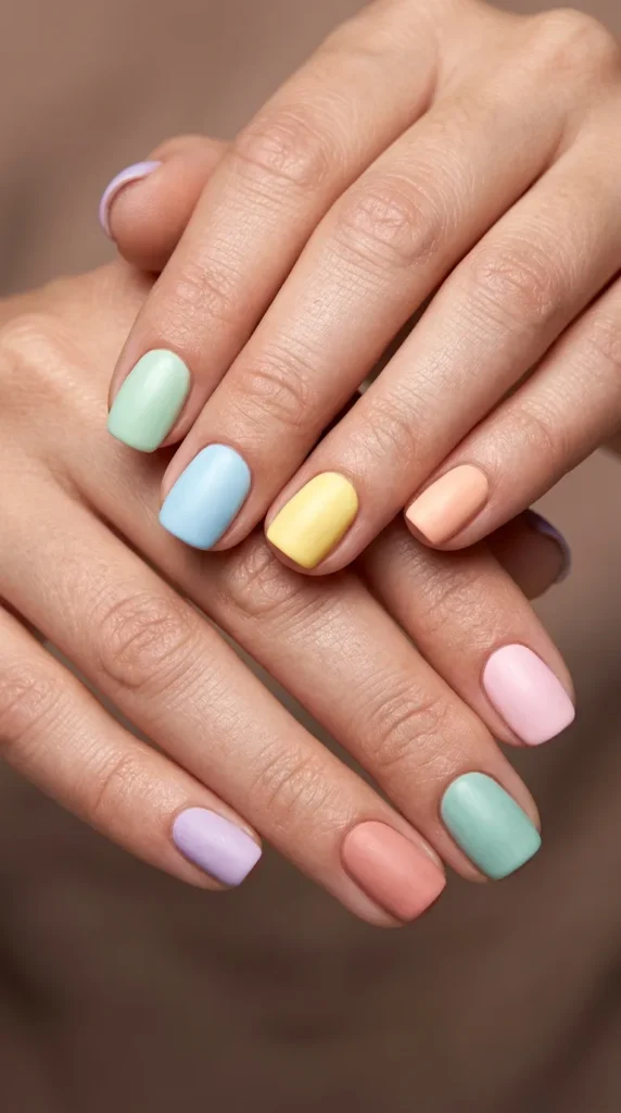 Colorful Pastel Rainbow Nail Designs