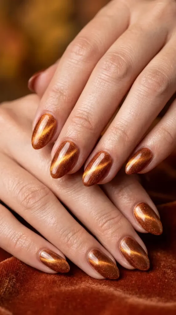 Copper Cat Eye Nails