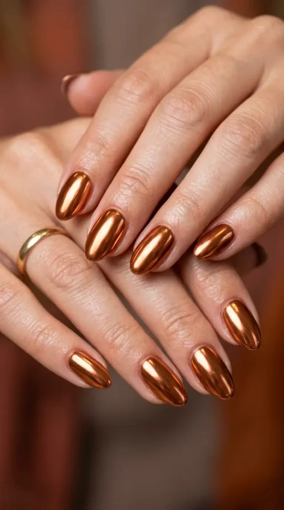 Copper Chrome Nails