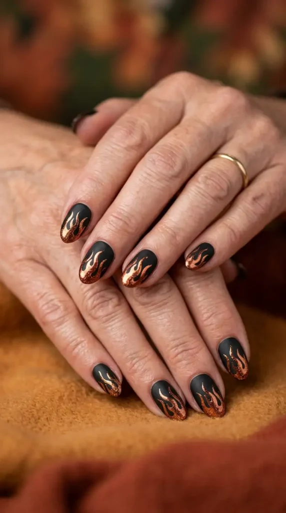 Copper Flame Nail Art