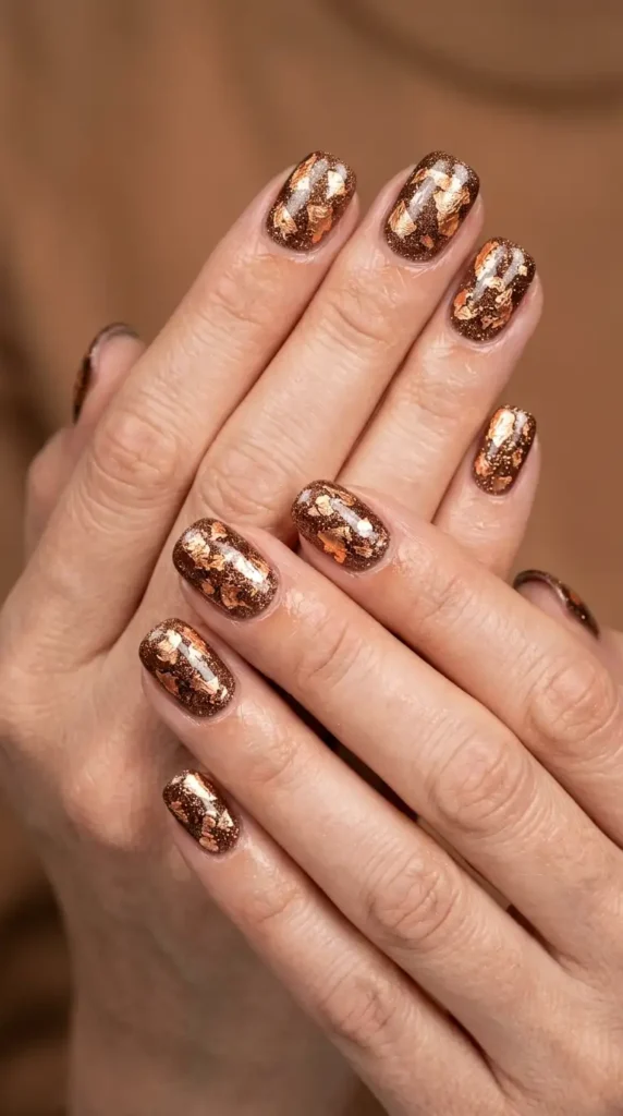 Copper Foil and Brown Glitter Mix