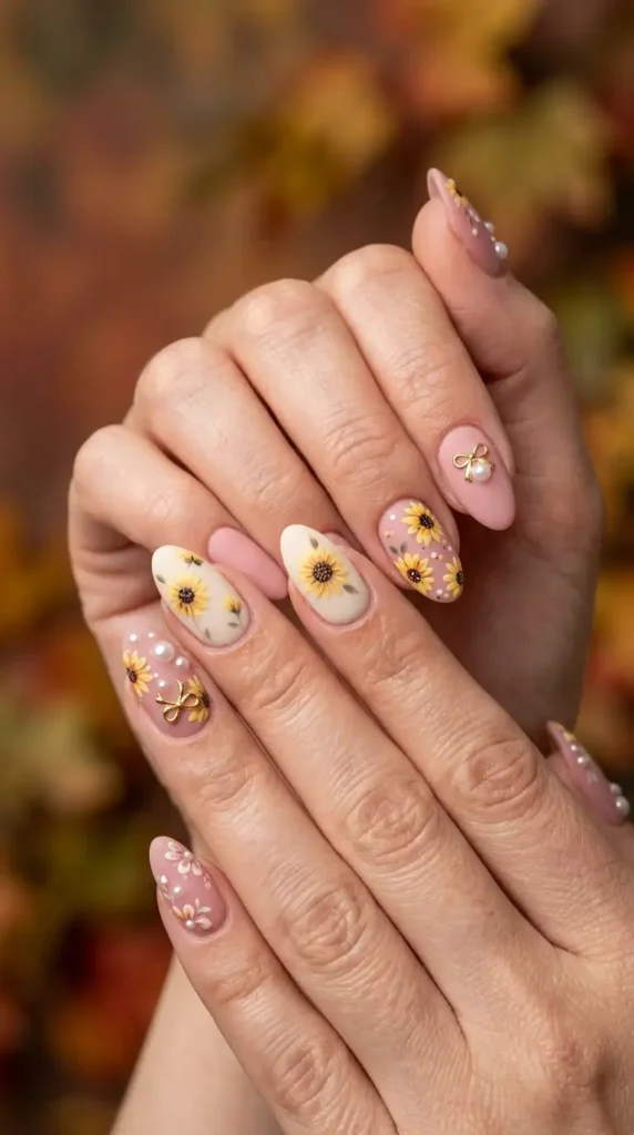 Coquette Sunflower Nails (Trending)