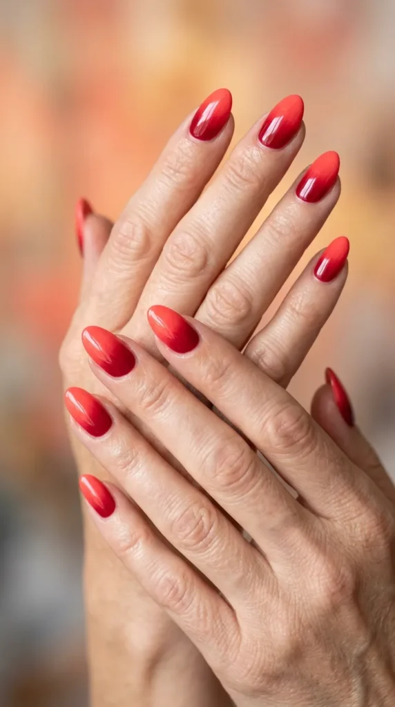 Coral Red Ombre Nails