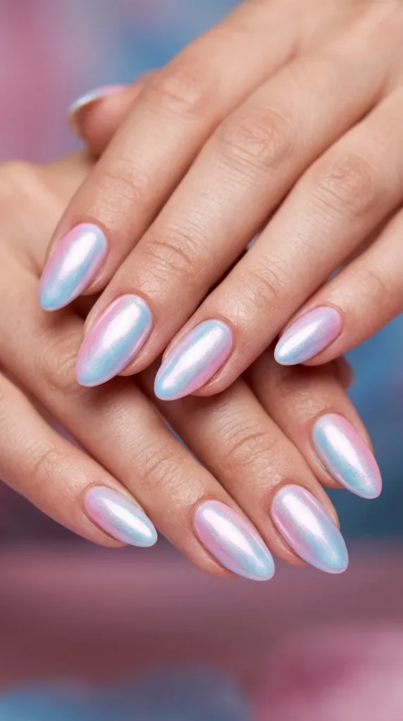 Cotton Candy Chrome Nails