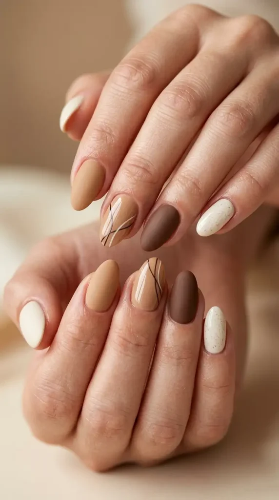 Cozy Neutral Mix Nails