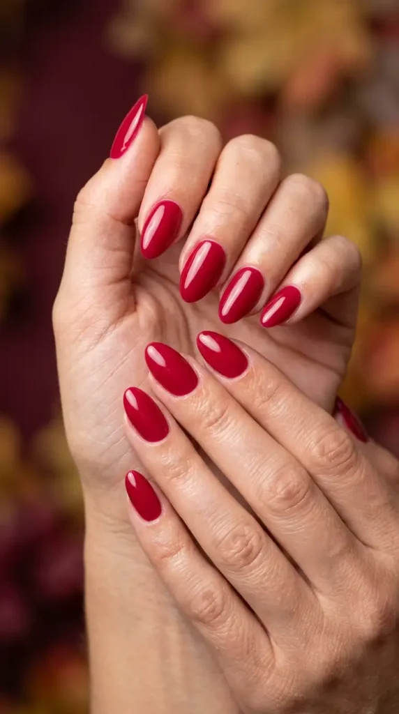 Cranberry Red Almond Nails