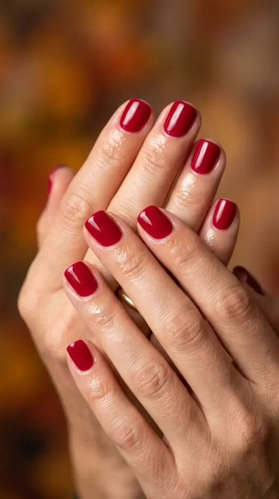 Cranberry Red Short Nails