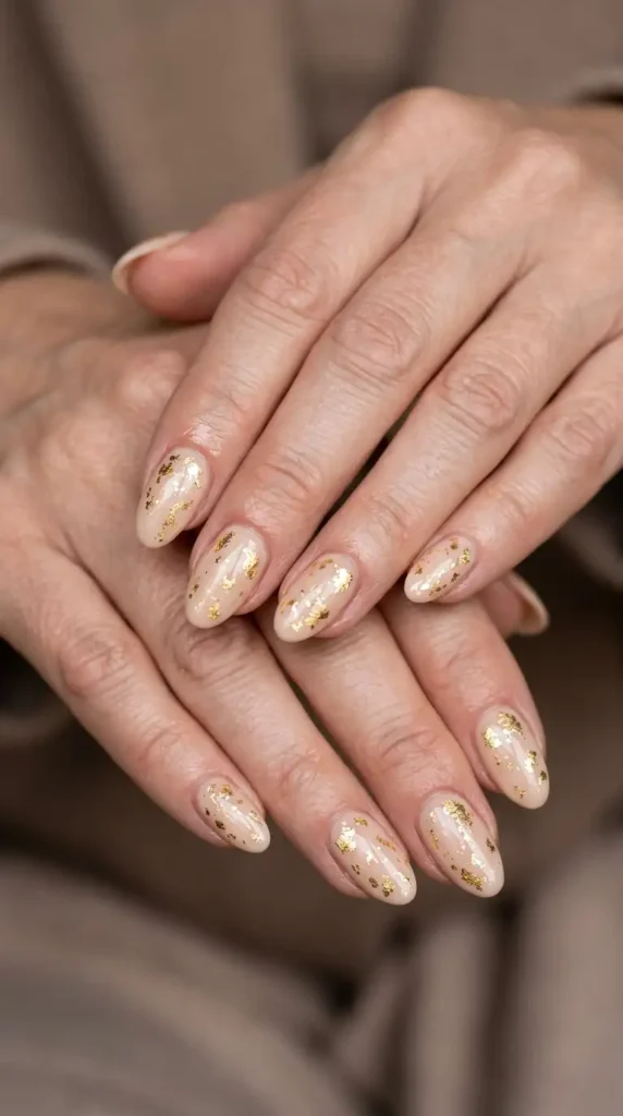 Creamy Nude with Gold Foil Accents