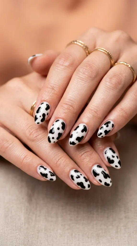 Cute Cow Print Nail Designs