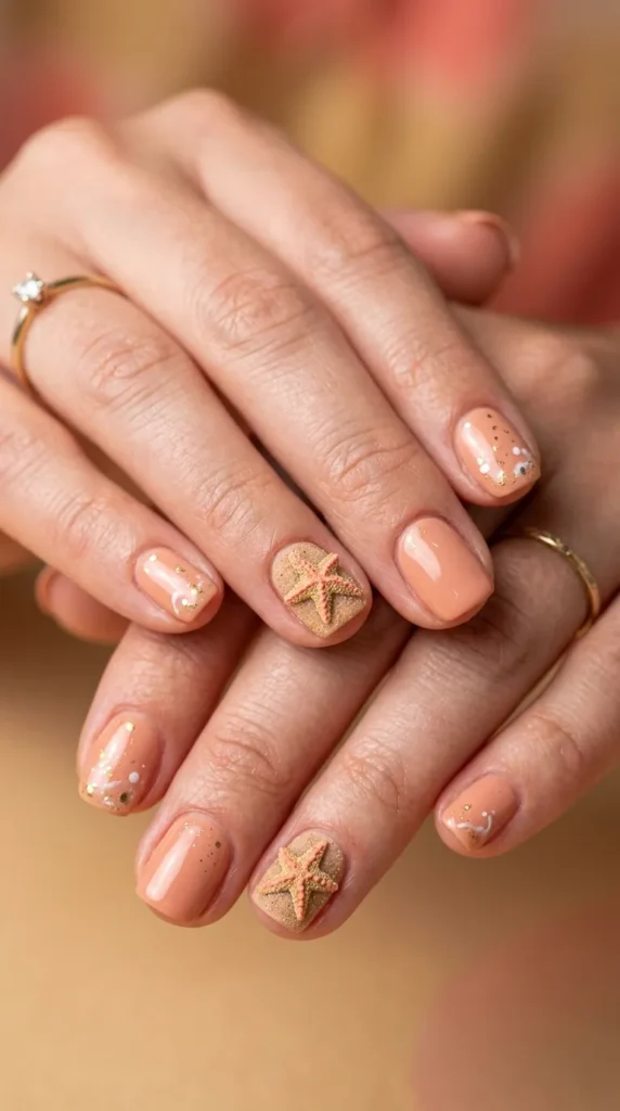 Cute Starfish Summer Nail Art