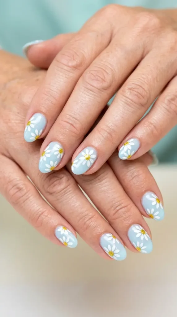 Daisy Glitter Nail Art