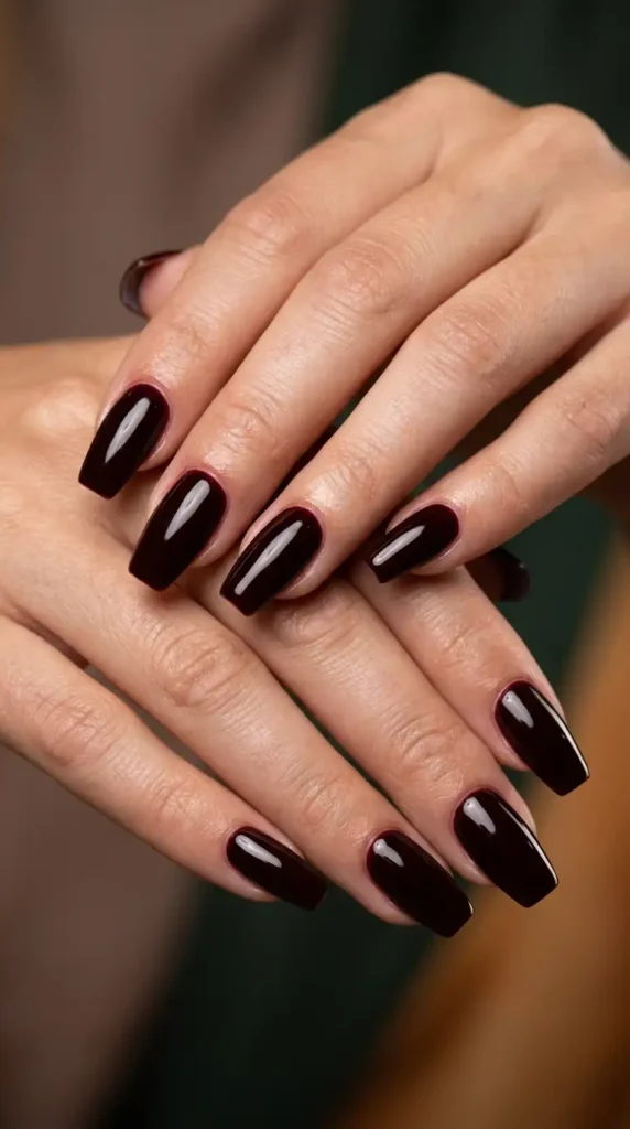 Dark Cherry Burgundy Nails with Gloss Finish