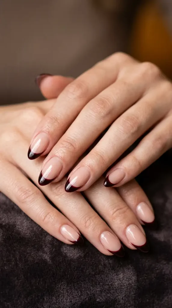 Dark Cherry French Tips