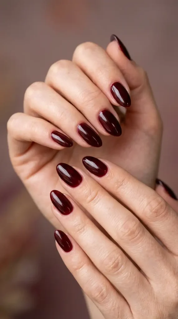 Dark Cherry Jelly Nails