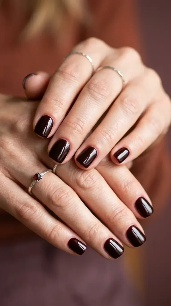 Dark Cherry Short Nails