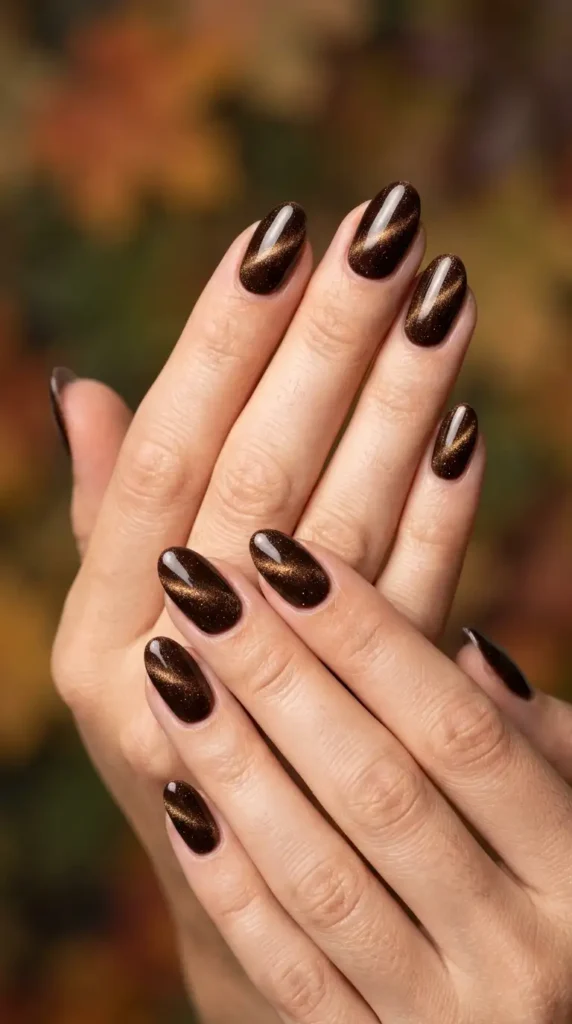 Dark Chocolate Cat Eye Nails