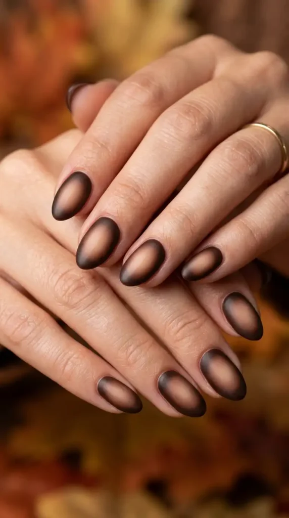 Dark Cocoa Aura Nails with Nude Center