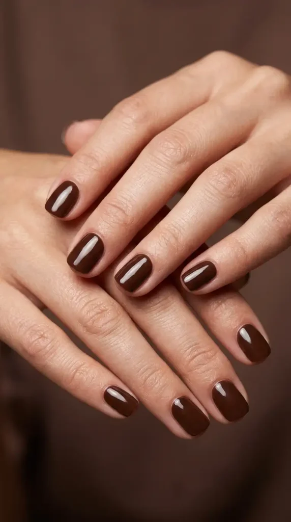Dark Cocoa Minimalist Nails