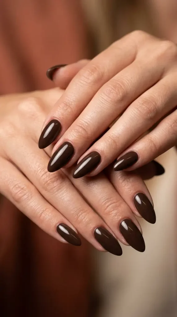 Dark Mocha Almond Nails