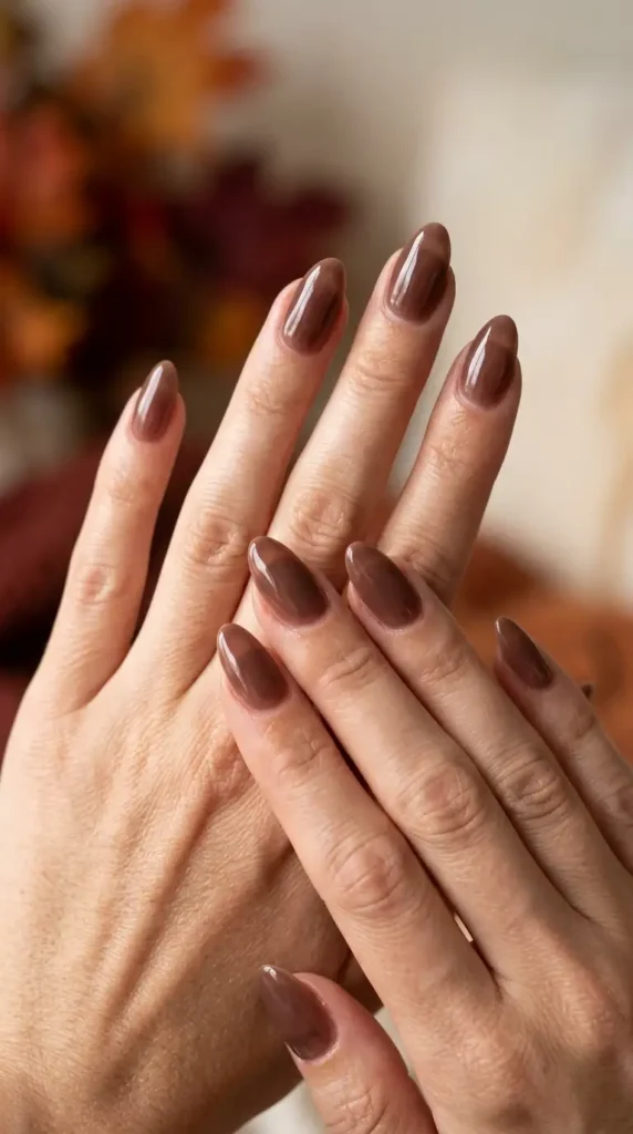 Dark Nude Lip Gloss Nails