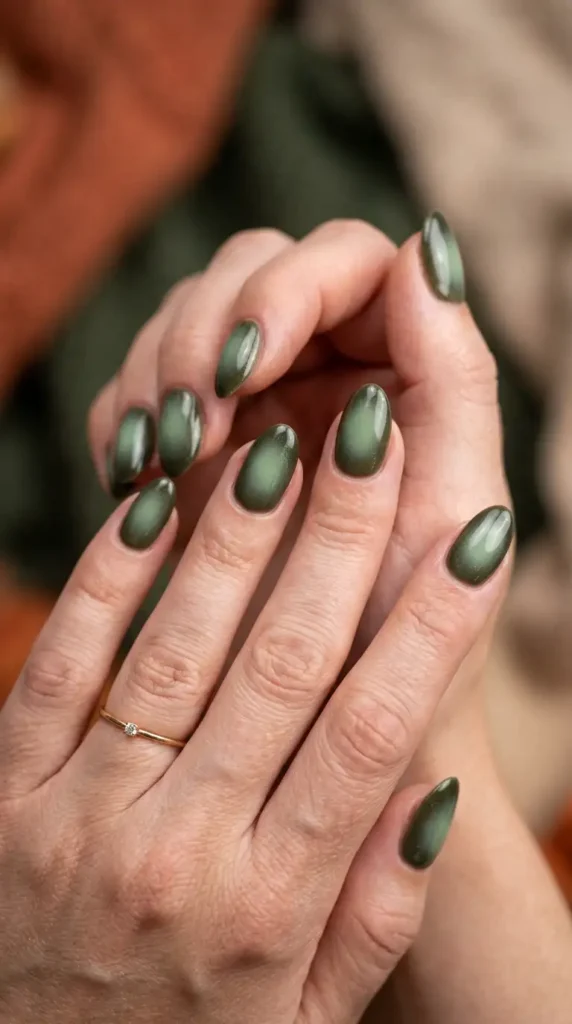 Dark Olive Aura Nails