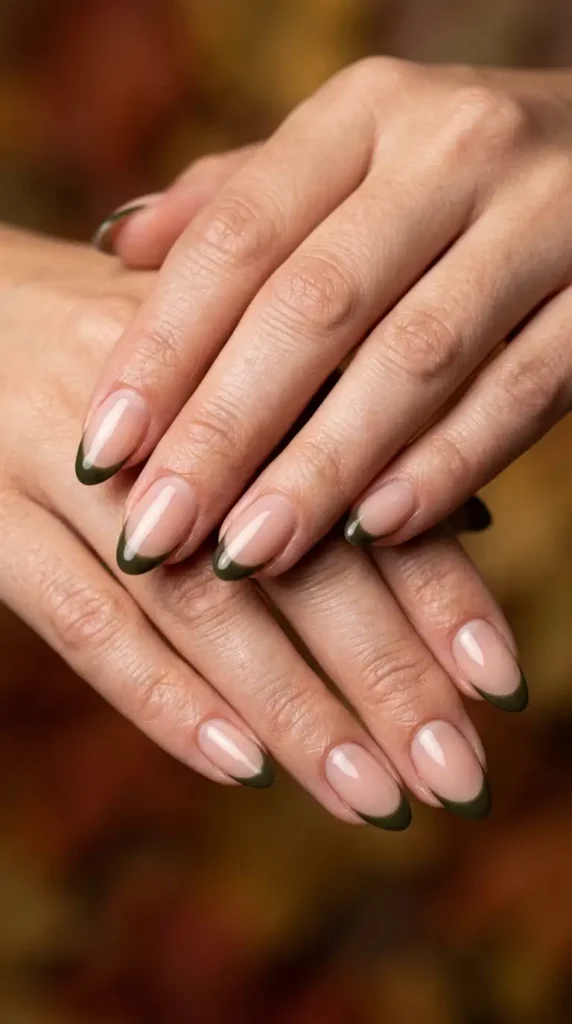 Dark Olive French Tips