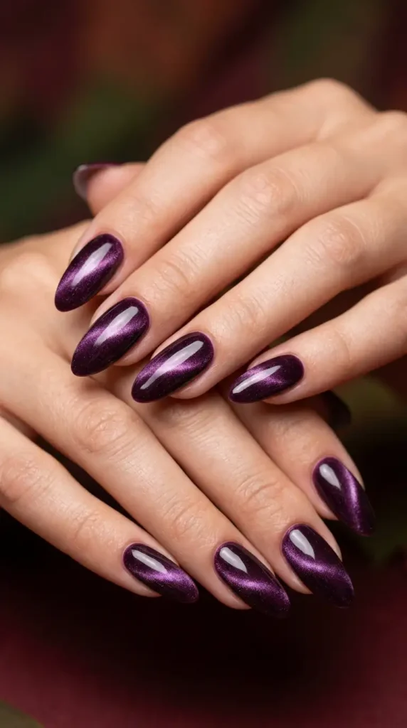 Dark Plum Velvet Nails